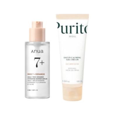 PURITO SEOUL - Oat-In Calming Gel Cream - 100ml + ANUA - 7 Rice Ceramide Hydrating Barrier Serum - 50ml Set